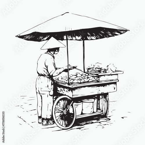 illustration of street vendors