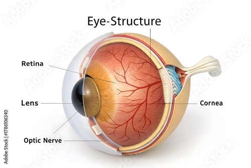 Cross Section of a Human Eyeball Showing Internal Anatomy