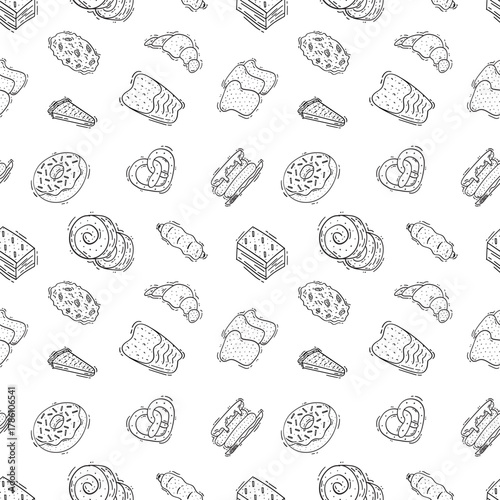 Hand Drawn Bread seamless pattern background