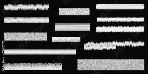 Set of realistic white textures like sugar or salt, applied to various abstract brush strokes and banners.