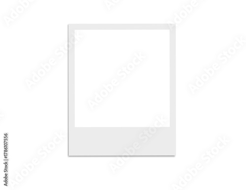 Blank white Polaroid photo frame with adhesive tape on top and bottom, isolated transparent PNG for creative collage, scrapbook, or photo mockup design.
