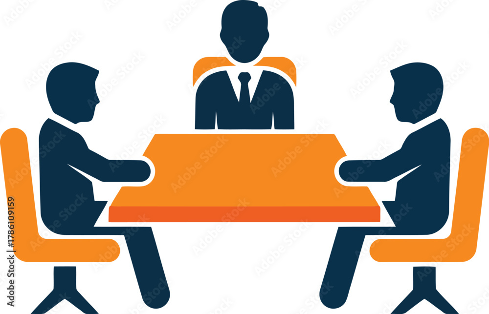 Obraz premium Business meeting with three people at a table chairs