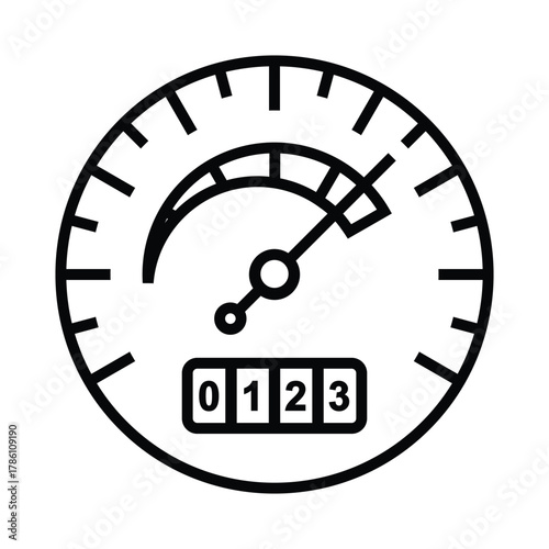 An icon of a gauge including the numbers 0 1 2 and 3 and a pointer