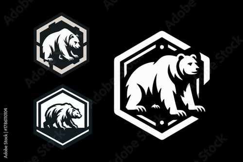 This is a vector illustration of a bear crawling, suitable for logo designs for outdoor equipment, climbing, camping, clothing, jackets, warehouses, expeditions, couriers, stickers, banners.