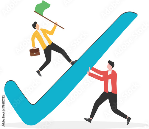 Developing working performance, aspiration to complete task, effort to improve efficiency concept,
