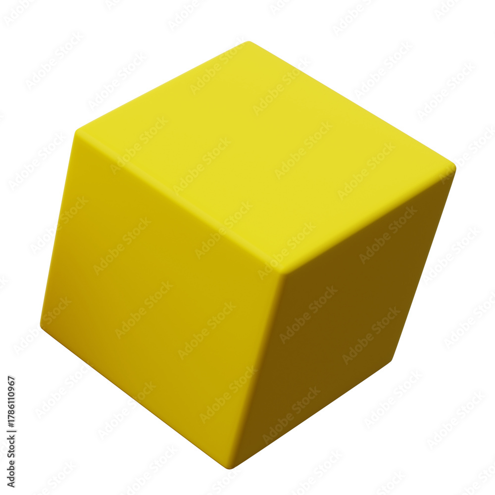 Fototapeta premium 3d Cube Yellow color, Abstract realistic rendering of 3d geometry shape object element