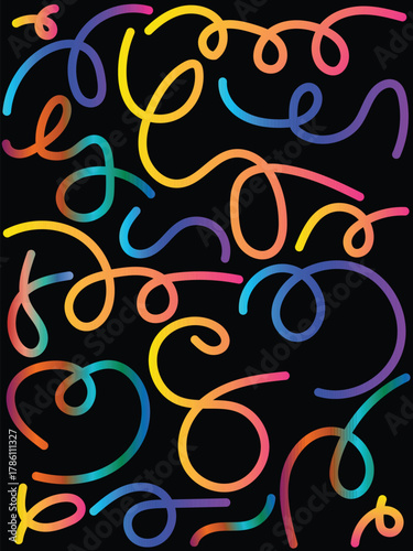 Abstract vibrant colorful gradient wavy lines flowing fun pattern