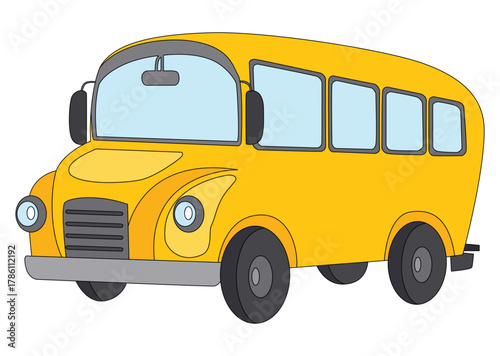 School bus stands on white background
