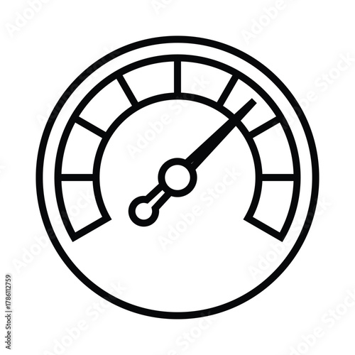 Blackoutlined gauge displaying a needle indicating a value set against a semicircular scale