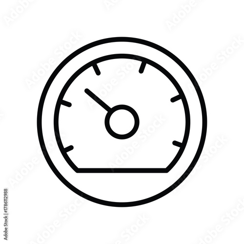 Circular meter with a needle pointing left framed by two circles and indicating a low reading