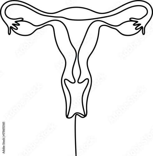Continuous One Line Art of Female Reproductive Uterus  Women’s Day Vector Illustration