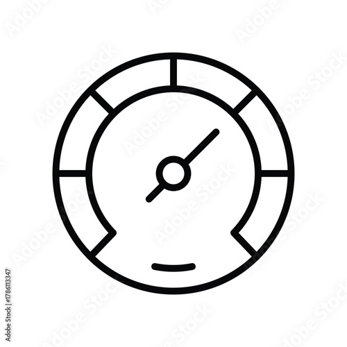 Gauge symbol circle meter with a pointer pointing left
