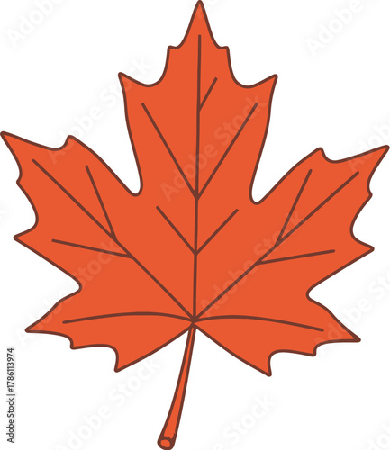 Single red maple leaf for autumn designs