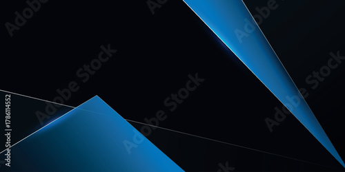 Dark abstract background with dynamic glowing blue and black gradient geometric design. Modern and futuristic background concept for covers, brochures, certificates, presentations and websites. VOL. 2