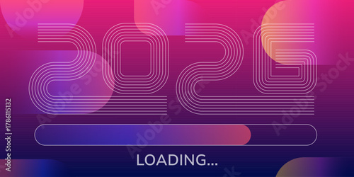 2026 new year loading banner with modern futuristic background. Digital projects, web banners, social media template.