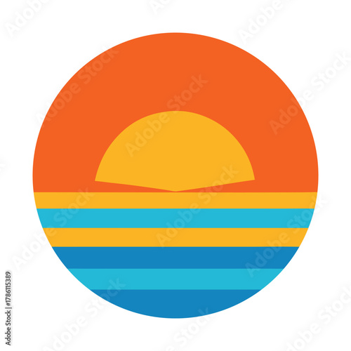 sun icon on the sea
