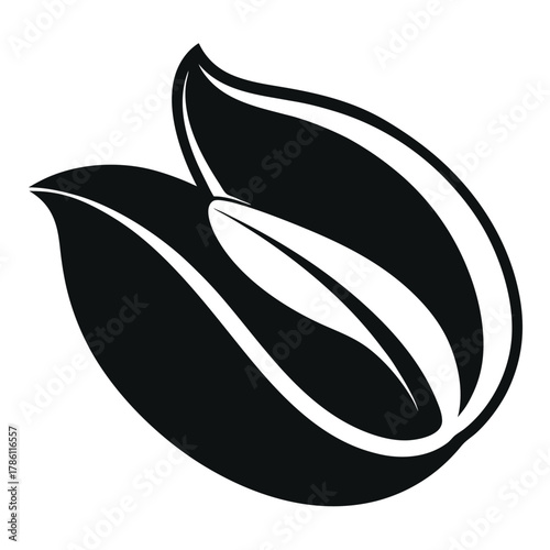 pistachio nut black and white silhouette on white background