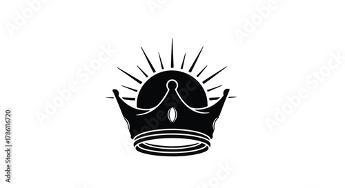 Majestic crown illuminated by radiant sunbeams, symbolizing power and triumph.