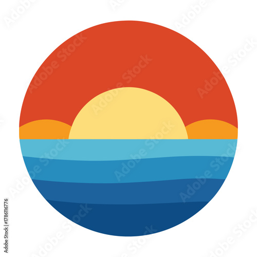sun icon on the sea