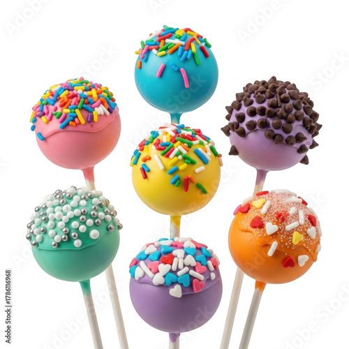 Colorful cake pops assortment with sprinkles perfect for parties and celebrations