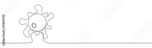 Continuous one line drawing of a generic cell or virus. Concept of microbiology, science and medicine