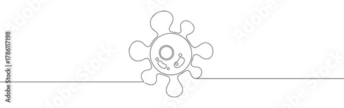 Continuous one line drawing of a generic cell or virus. Concept of microbiology, science and medicine