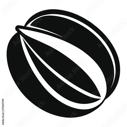 pistachio nut black and white silhouette on white background