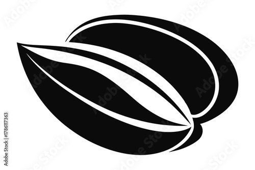 pistachio nut black and white silhouette on white background