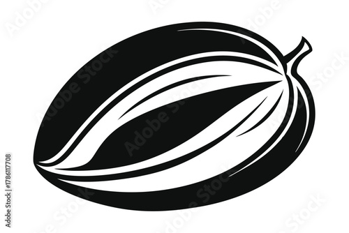 pistachio nut black and white silhouette on white background