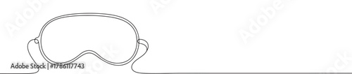 Continuous one line drawing of a sleeping mask. Concept of rest, relaxation and self-care