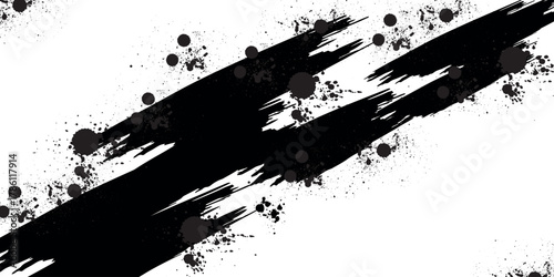 Abstract background with grunge brush stroke texture. Modern black and white ink splash and stain effect background concept for covers, brochures, certificates and presentations.