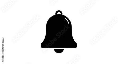 Simple black notification bell icon on a white background
