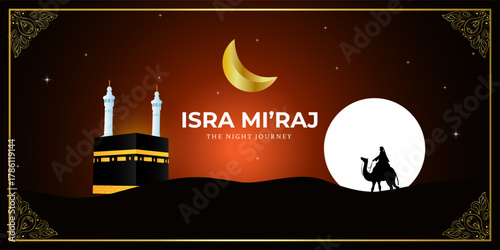 Vector illustration of Al Isra' wal Mi'raj social media template
