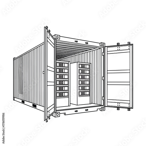 Shipping container with shelves for storage and organization