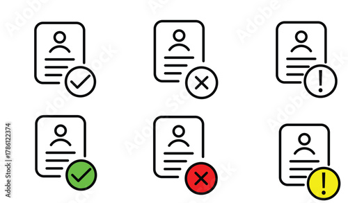 ID Card icon in flat style vector set.