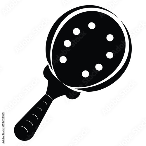 pickleball paddle with ball black and white silhouette