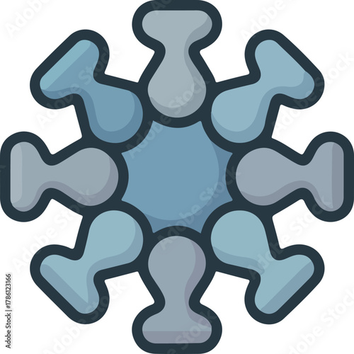 Abstract Blue and Grey Virus or Microbe Shape bacteria
