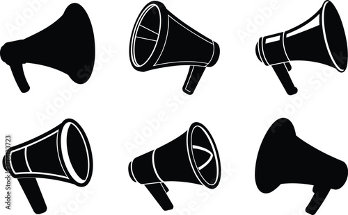 Megaphone Icon Set Loudspeaker and Announcement Silhouette Collection