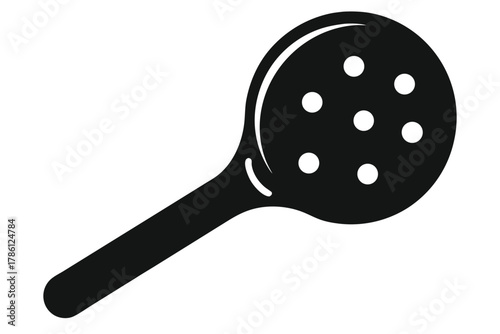 pickleball paddle with ball black and white silhouette