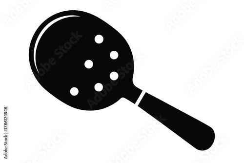 pickleball paddle with ball black and white silhouette