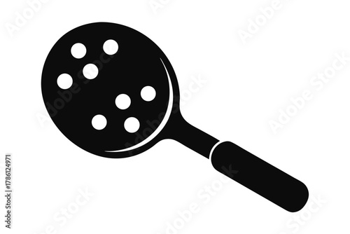 pickleball paddle with ball on a white background