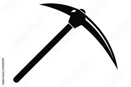 pickaxe black and white silhouette on white background