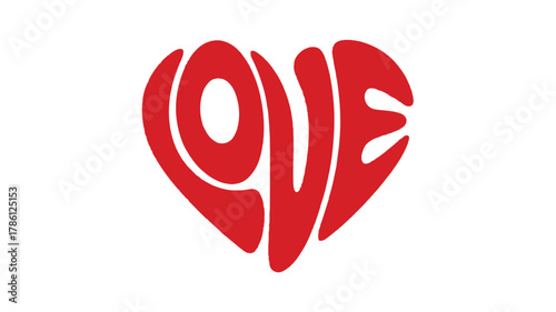 Red heart shape with the word LOVE inside, a symbol of affection, romance, and emotion for Valentine's Day