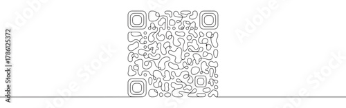 Continuous one line drawing of a QR code. Concept of quick response, digital link and modern technology