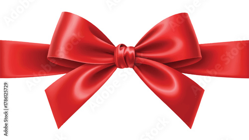 Vibrant Red Ribbon Bow A Festive Graphic Element for Gifts and Celebrations, Isolated on White
