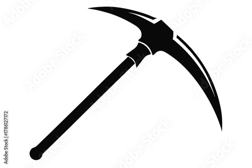 pickaxe black and white silhouette on white background
