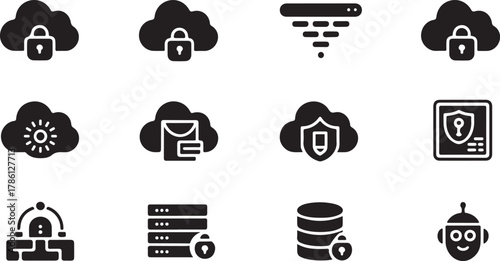 Cybersecurity and Cloud Service Icons Collection lock