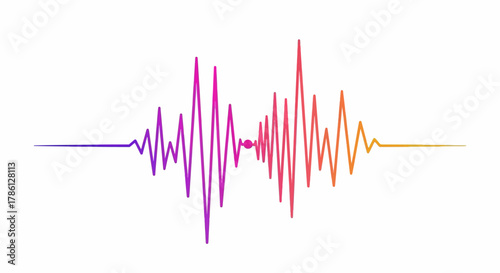 Vibrant Gradient Digital Sound Wave or Heartbeat Pulse Line. Abstract Audio Equalizer Spectrum Vector Illustration.