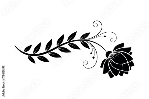 Elegant Black Floral Ornament Illustration