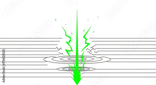 High-Power Green Energy Surge Breaking Circuit Lines: Abstract Data Breakthrough and Quantum Technology Illustration